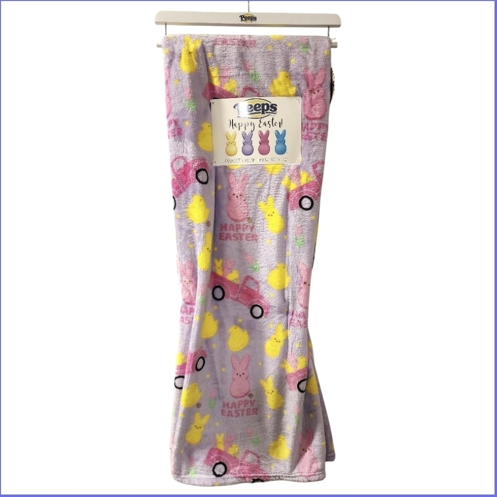 Peeps Lavender Happy Easter Oversized Plush Blanket Throw, NWT